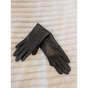 Vintage brown Gloves Rabbit Fur Lined Japan Ladies M 6.5-7